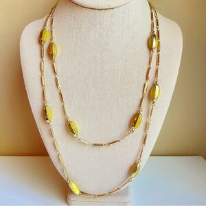 Coldwater Creek single strand goldtone station necklace with yellow cabochons